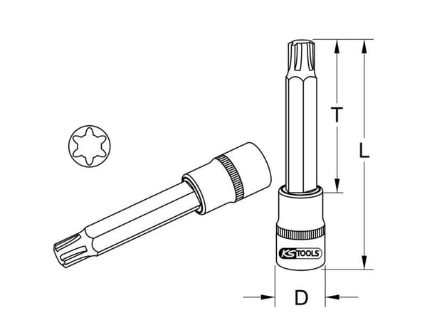 KS Tools CHROMEplus, Stikkontakt, 1/2", Metrisk, 1 hoder, M10, Kromvanadiumstål