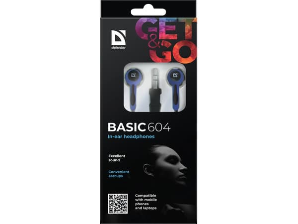 Defender Basic 604 - Ørepropper - i øret - kablet - 3,5 mm jakk - svart, blå