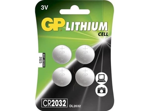 Knapcellebatteri CR2032 3V lithium 4stk