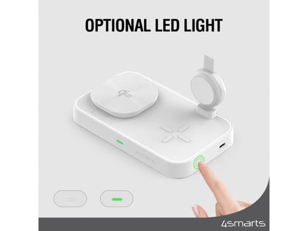 4smarts Trident - Trådlöst laddställ - Qi2 + växelströmsadapter - 25 Watt - 1 A (24 pin USB-C) - vit