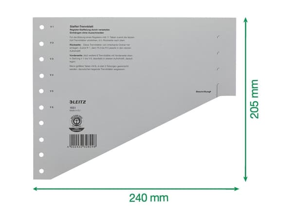 Leitz - Avdelare - för A4 (210 x 297 mm) - grå