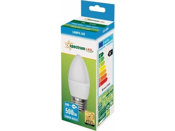 Spectrum LED Candle E27, 230V, 6W, CW (WOJ13062)