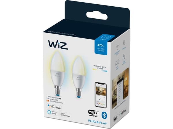 WiZ LED Kerte Tunable White 4,9W (40W) E14 927-965 Himmennettävä 2-pack 2-pack