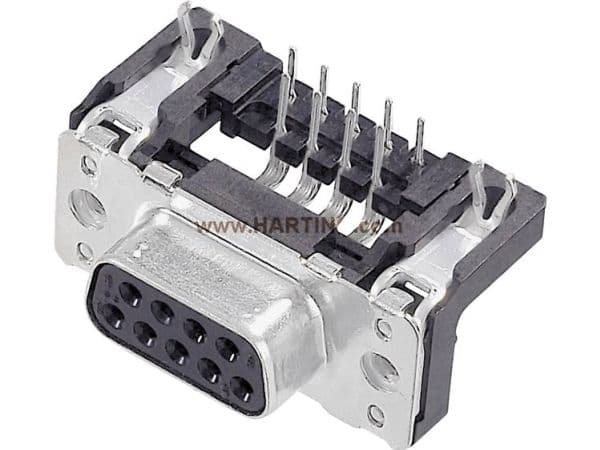 Harting 09 66 252 7612, D-Sub SV, Sort, Rustfritt stål, Hunkjønn, Ledning feste, Stål, Termoplast, Kopper