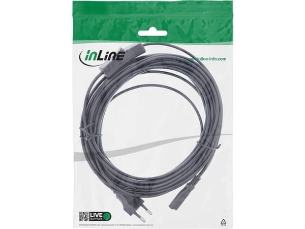 InLine 16152, 2 m, CEE7/16, IEC C7, H03VVH2-F, 250 V, 2,5 A