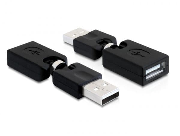 Delock Rotation adapter - USB-adapteri - USB (han) til USB (hun) - USB 2.0 - 6.5 cm - lajittelu