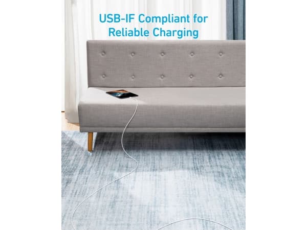 Anker A81F7G21, 3 m, USB C, USB C, Hvit