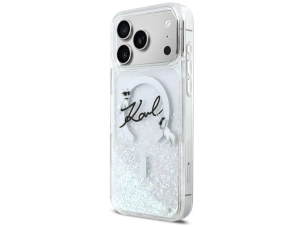 Karl Lagerfeld Liquid Glitter Karl Script Logo MagSafe Case for iPhone 17 Pro Max - Clear