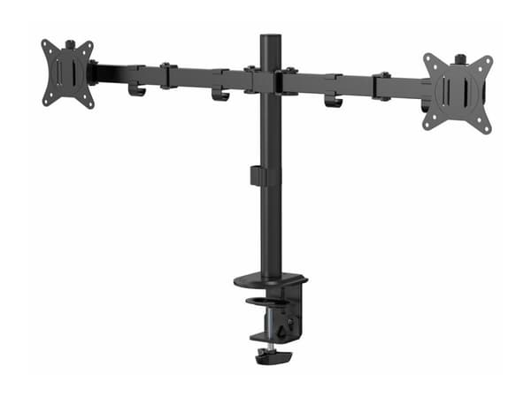 eSTUFF - Monteringssett (skrivebordsklemmemontering, kausemontering, 2 quick release VESA plates) - for 2 LCD-skjermer - office - stål, plastikk - ...