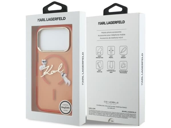 Karl Lagerfeld IML Choupettes Karl Script Logo MagSafe Case for iPhone 17 Pro Max - Orange