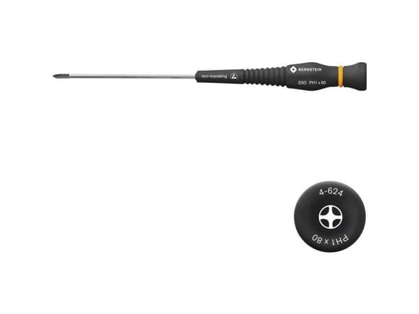 BERNSTEIN Tools for Electronics 4-624 ESD stjerneskrutrekker PH 1 klinge-lengde 80 mm