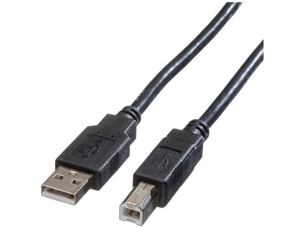 ROLINE 11.02.8808, 0,8 m, USB A, USB B, USB 2.0, Hankjønn/hankjønn, Sort