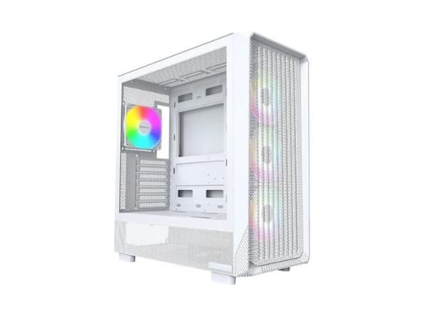 "Montech X5 PC-koffert, Mid Tower, E-ATX, ARGB, herdet glass - hvit
