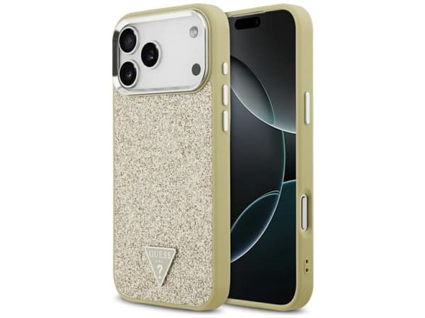 Guess Glitter Triangle Logo MagSafe Case for iPhone 17 Pro Max - Gold