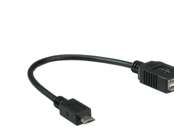Value 11.99.8311, 0,15 m, USB A, Micro-USB B, USB 2.0, Hankjønn/hunkjønn, Sort