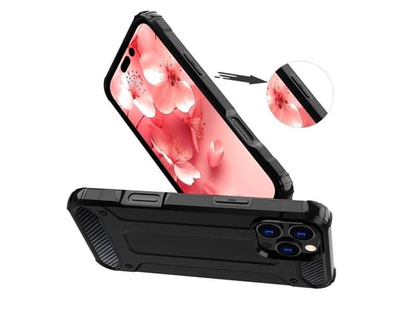 Hybrid Armor iPhone 16 Pro Max-skal - sort