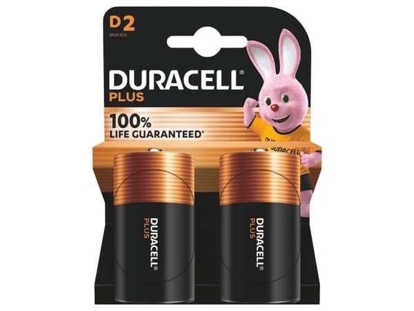 Batterier Duracell Plus Power D alkaliske 2 stk/pakning