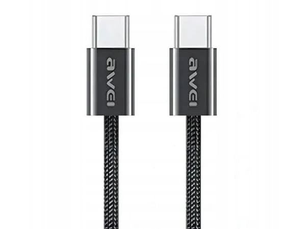 Awei USB-C - USB-C 1m USB-kaapeli Musta