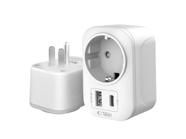 Tech-Protect TA100 reseadapter US till EU vit