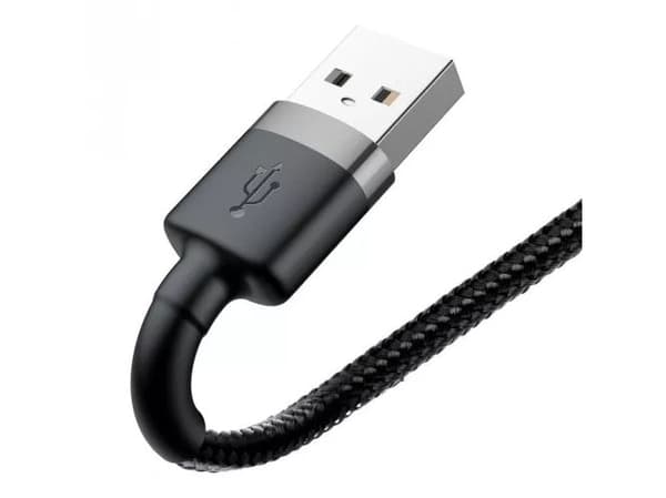Baseus CALKLF-AG1, 0,5 m, USB A, Lightning, Hankjønn, Hankjønn, Grå, Sort