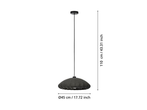 EGLO BARLASTON pendel E27 svart/grå