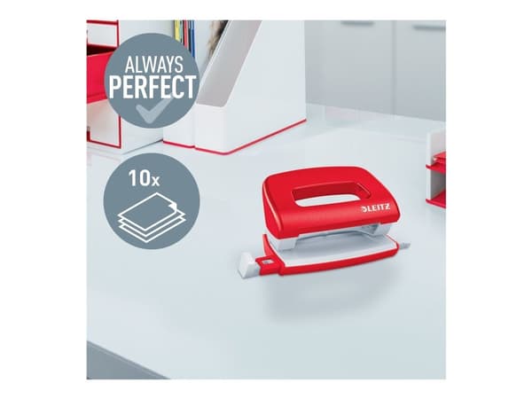 Perforaattori Leitz Mini 2hul/10arkWOW punainen
