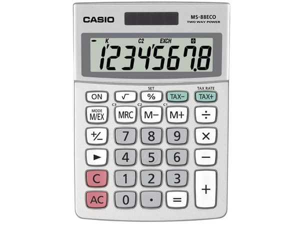 Casio MS-88ECO - Skrivebordskalkulator - 8 sifre - batteri, solpanel