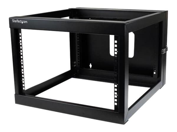 StarTech.com 6U Hinged Open Frame Wall Mount Network Rack - 4-Post 22" Depth Swing Out Computer Equipment Rack - 110lbs capacity (RK619WALLOH) - Ra...