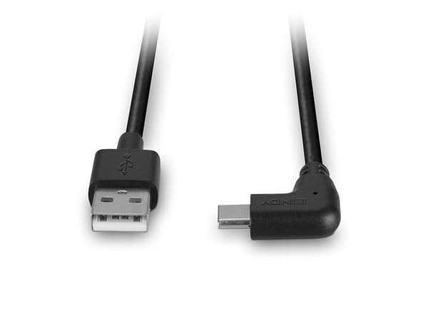Lindy 32001, 1 m, USB A, USB C, USB 2.0, Svart