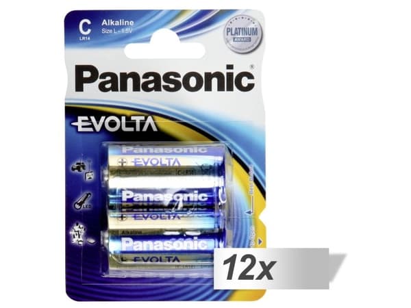 Panasonic Evolta C, Engångsbatteri, Alkalisk, 1,5 V, 2 styck, Blå, C