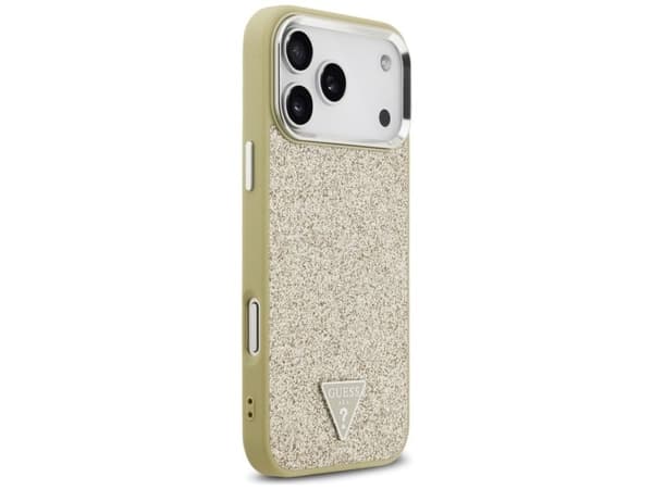 Guess Glitter Triangle Logo MagSafe Case for iPhone 17 Pro Max - Gold