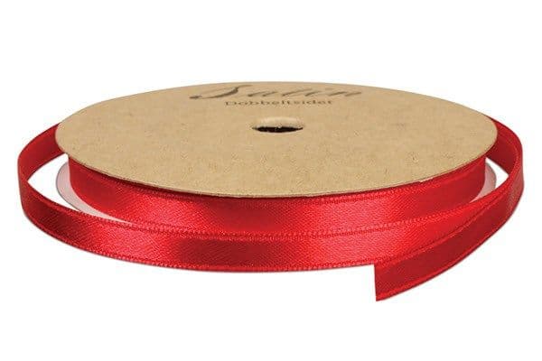 Satengbånd 10 mm, 10 m rød