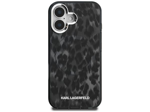 Karl Lagerfeld IML Leopard Pattern MagSafe Case for iPhone 16 - Black