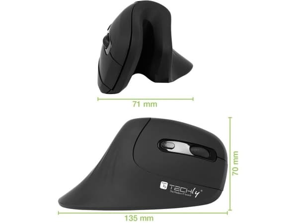 Techly 2.4GHz RF Trådlös USB Vertikal 3200dpi Optisk mus