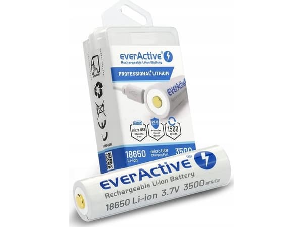 EverActive everActive USB oppladbart 18650 3,7V 3500mAh batteri med PCM