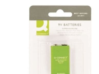 Q-CONNECT 9V, Engångsbatteri, 9V, Alkalisk, 9 V, 1 styck, Grön