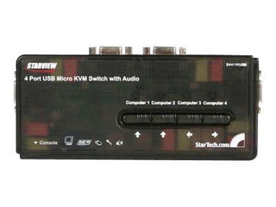 Startech 4 Port Black USB KVM Switch Kit with Cables and Audio - desktop KVM Switch - VGA KVM Switch - USB KVM Switch 4 Port (SV411KUSB) - KVM / ly...