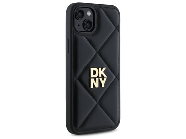 DKNY quiltet stack-logo iPhone 15 Plus-etui - sort