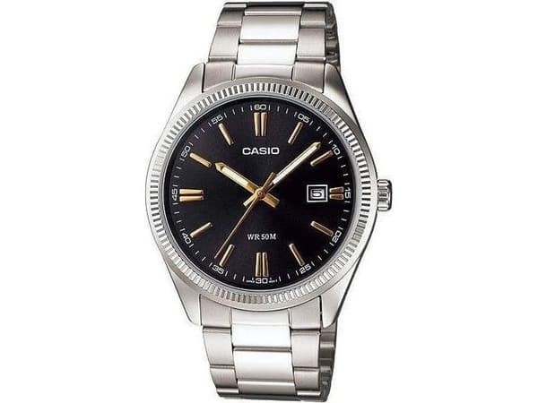 Casio Miesten katsella Casio DATE Musta Hopea ( 39 mm)