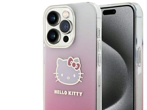 Apple iPhone 14 Pro Hello Kitty Case IML Gradientti Electrop Kitty Head (HKHCP14LHDGKEP) vaaleanpunainen