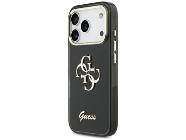 Guess IML 4G Script metalldeksel for iPhone 17 Pro - svart