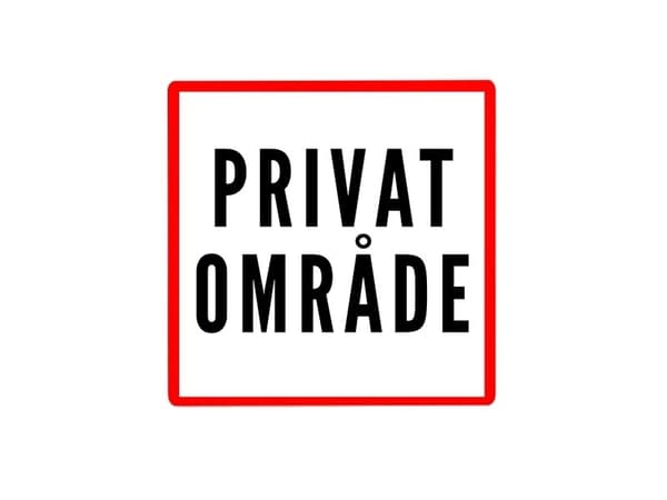 Skylt ”PRIVAT OMRÅDE” 20x20 cm, aluminium, vit/röd