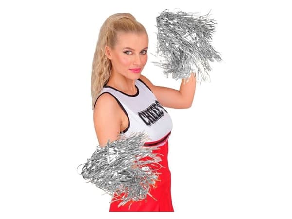 Sølv pom poms, 2 stk