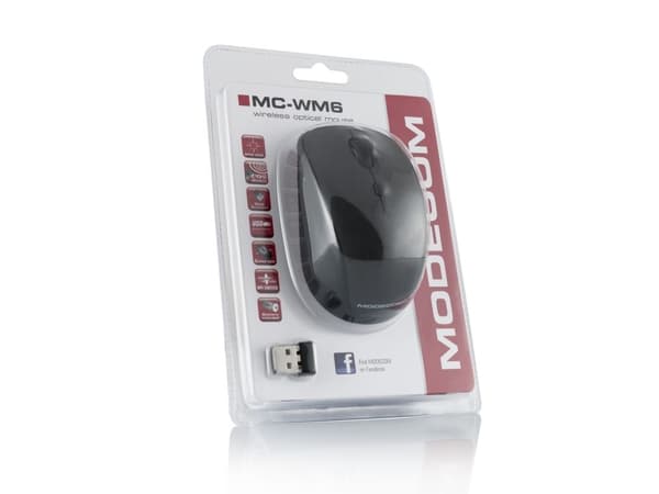 Modecom MC-WM6, Molempikätinen, Optinen, Langaton RF, 1600 DPI, Musta, Harmaa