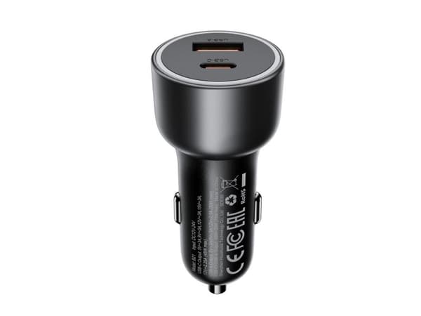 Acefast-lader Acefast B21 75 W USB-C + USB-A-billader – svart