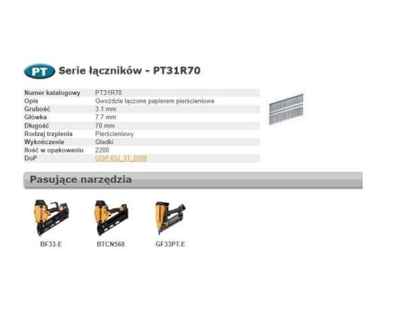 BOSTITCH spik PT 33` 70 mm ring