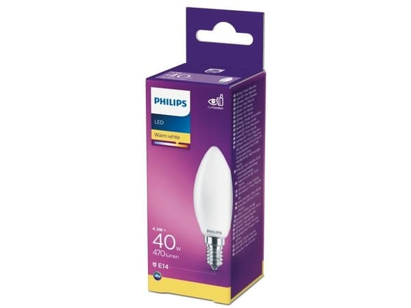Philips Kerte &amp; Luster, 4,3 W, 40 W, E14, A++, 470 lm, 15000 t