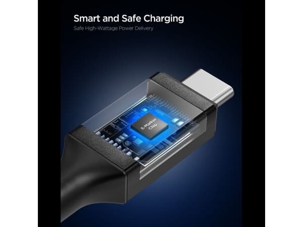 Spigen Essential EB24015CC USB-C till USB-C 240W kabel 150 cm - sort