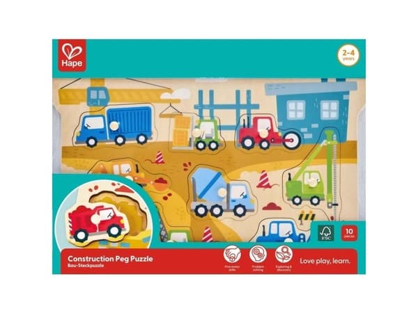 Hape Construction Vehicles peg-pussel