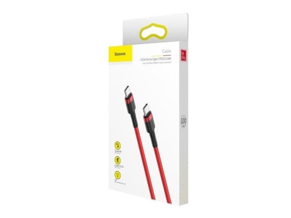 USB-C - USB-C PD-kaapeli Baseus Cafule PD 2.0 QC 3.0 60W 1m (punainen)